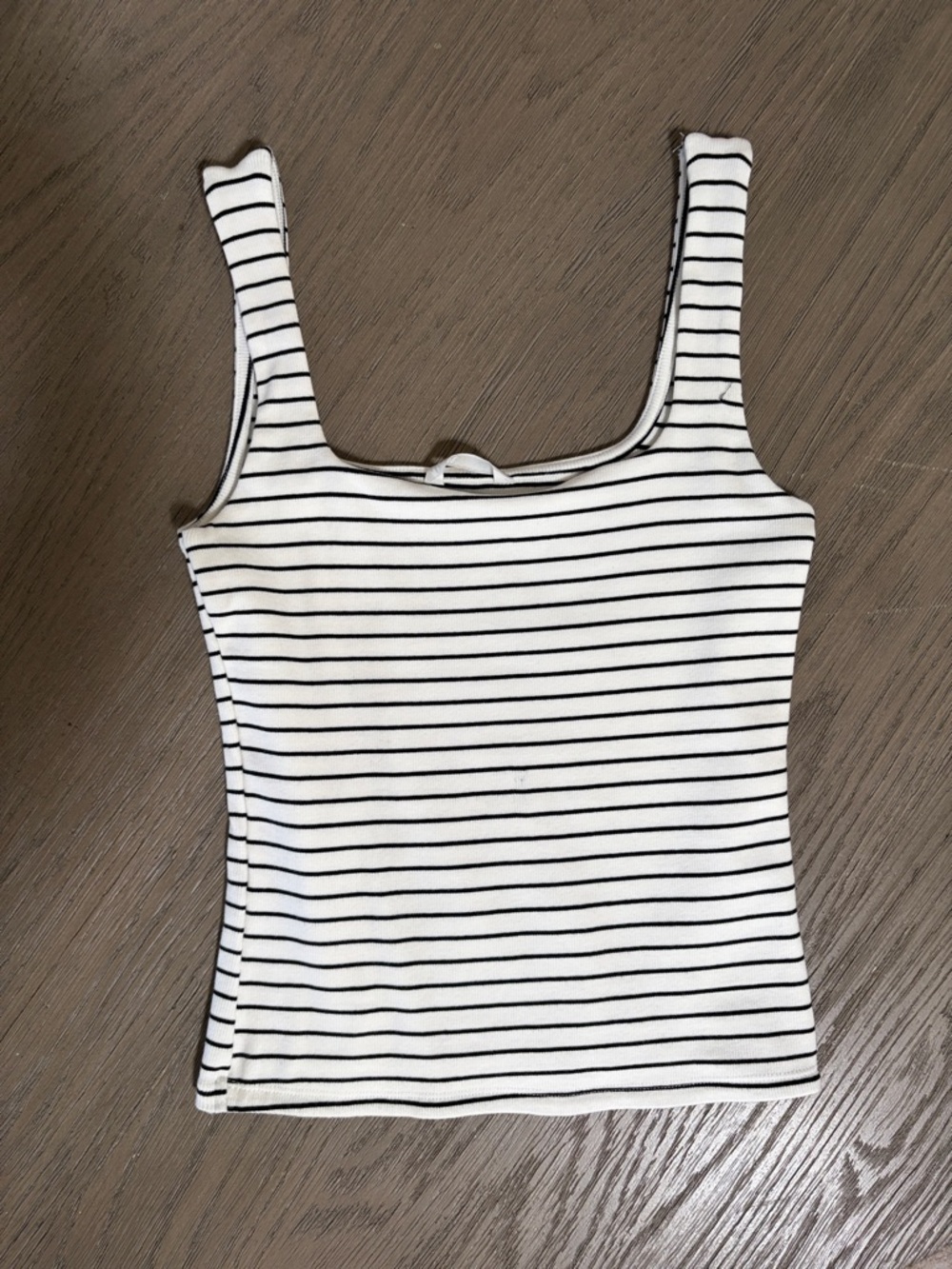 Zara White Tank Top with Black Horizontal Stripes
